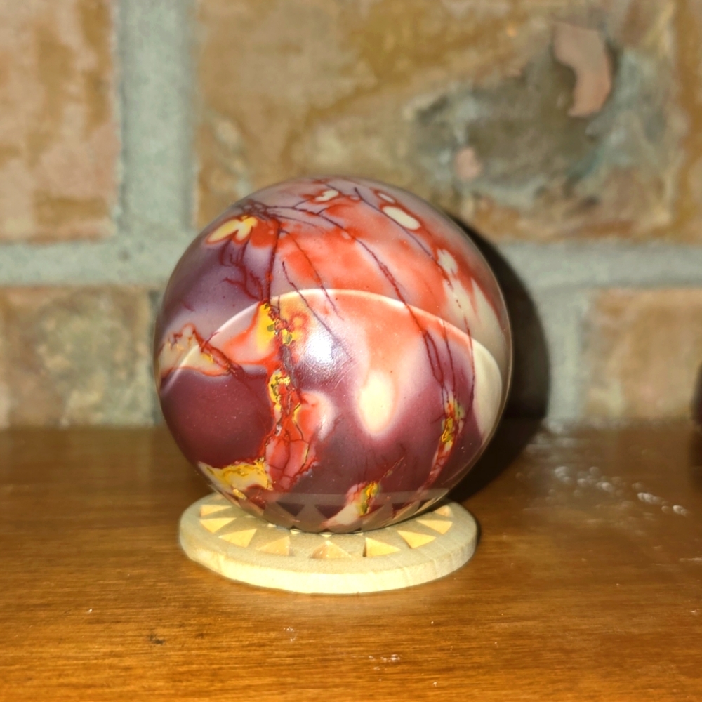 Beautiful mookaite sphere! ❤️💜💛
